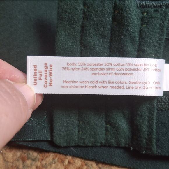 Cacique Lane Bryant 42D Dark Green Lace Unlined Full Coverage Wireless Bra - Picture 5 of 6